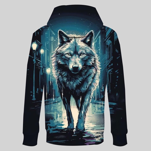 Custom 3D printed men's hoodie Fashiionable and vigorous Wolf pattern trend sportswear